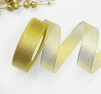 Стрічка парча / 2,5 см / Бунт - 23 метри / Золотий