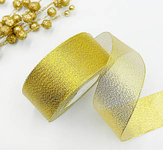 Стрічка парча / 4 см / Бунт - 23 метри / Золотий