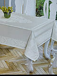 Скатертина святкова прямокутна 160 на 220 см Tropik Home кремова, фото 6