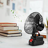 Настільний вентилятор з 2 швидкостями та акумулятором 21V портативний бездротовий для дому та кемпінгу, фото 2