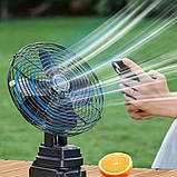 Настільний вентилятор з 2 швидкостями та акумулятором 21V портативний бездротовий для дому та кемпінгу, фото 9