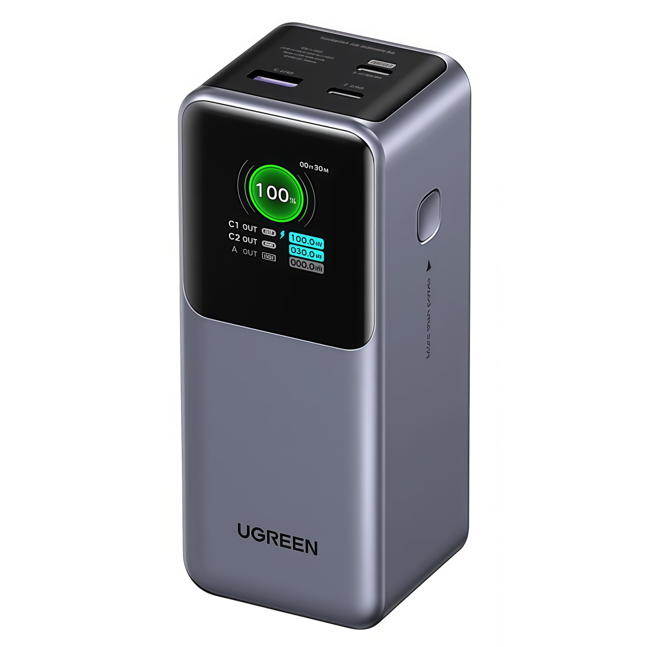 Повербанк 20000mAh 130W UGREEN Nexode TFT Display (1USB/2Type-C, 130W, PD3.0, QC4.0). Gray