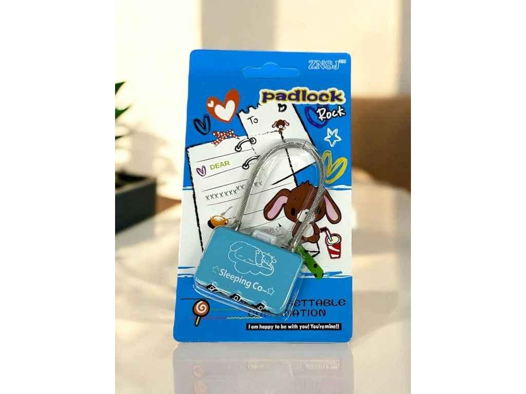 Замок навiсний для воріт/гаражу 8х4см кодовий міні блакитний м.HL-117 ТМ SP BP, фото 1