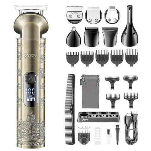 Набір для стрижки VGR V-110 - 8 в 1, 17 насадок, LED дисплей, триммер для волосся, бороди та тіла