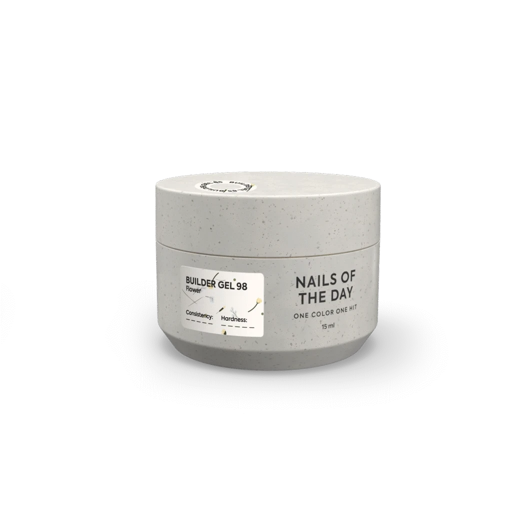 NOTD Builder gel 98 — прозорий із сухоцвітами гель для нарощування нігтів, 15 мл
