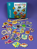 Дерев'яна риболовля іграшка   MD 1664  магнітна, морські мешканці, вудочки 2 шт., кор., 21,5-17