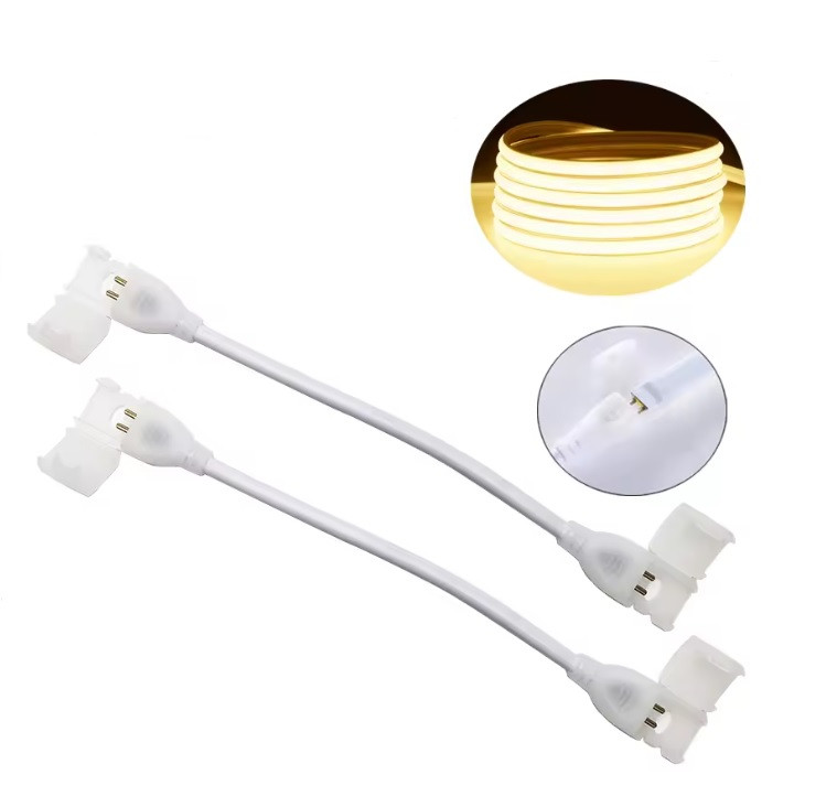 Конектор з'єднувач 2pin-2pin з кабелем 13 см "затискач-провід-затискач", для неону СОВ/FCOB