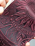 Маленький жіночий гаманець з тисненням Соняхи бордовий Марсала, фото 8