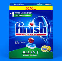 Таблетки для посудомийних машин Finish All in One Лимон, 63 шт.
