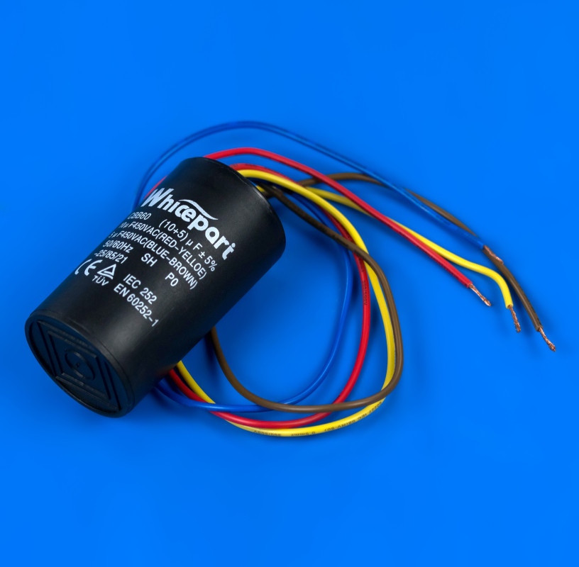 Конденсатор подвійний для пральної машини 10+5Mf 450V Saturn CBB60
