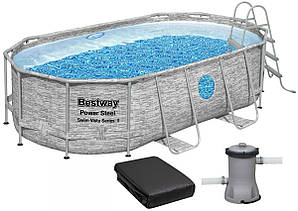 Каркасний басейн Bestway 56714 (427х250х100 см) з картриджним фільтром, драбиною і захисним тентом
