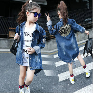 Модна джинсова куртка на дівчинку підлітка "Боом"