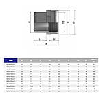 Адаптер-втулка ПВХ Effast RGRAFR050E з металевим кільцем, d50x1-1/4", фото 2