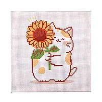 Набір для вишивки хрестиком «Кіт з соняшником», 20х20 см (AX-204)