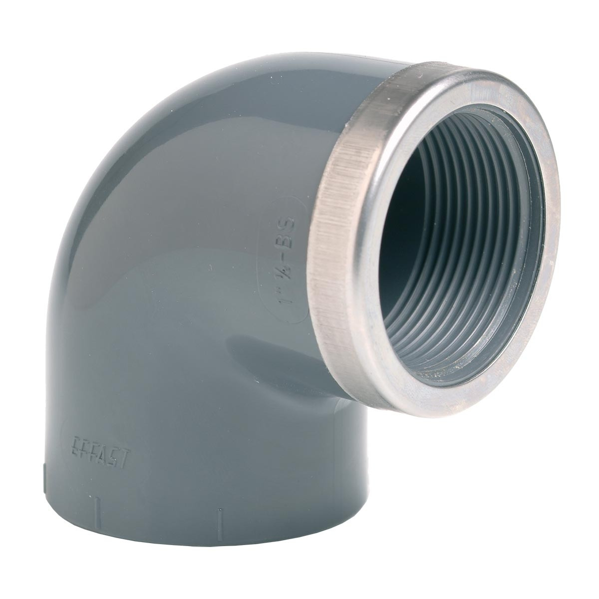 Коліно ПВХ Effast RGRGOR020B 90° з металевим кільцем, d20x1/2", фото 1