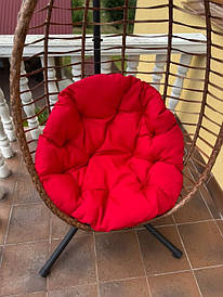 Підвісне крісло садова гойдалка (кокон/гніздо) SAN VITO з м'якою червоною подушкою, Коричневий
