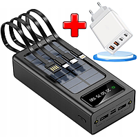 Power bank повербанк PowerBank 50000 mAh с солнечной батареей Для Ноутбука Смарфона + кабель в подарок