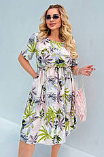 Літня сукня софт батал з кишенями і гумкою на талії, фото 2