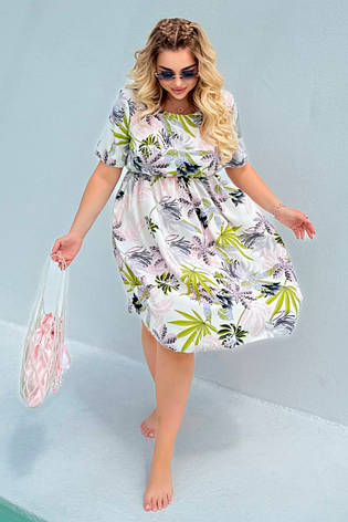 Літня сукня софт батал з кишенями і гумкою на талії, фото 1