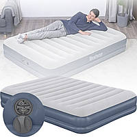 Надувне комфортне велюрове ліжко Bestway 6716T 152x203x36 см Двоспальний велюровий матрац з насосом