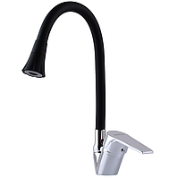 Змішувач для кухні з гнучким душем чорного кольору з гнучким виливом, кран для мийки з функцією душ blll