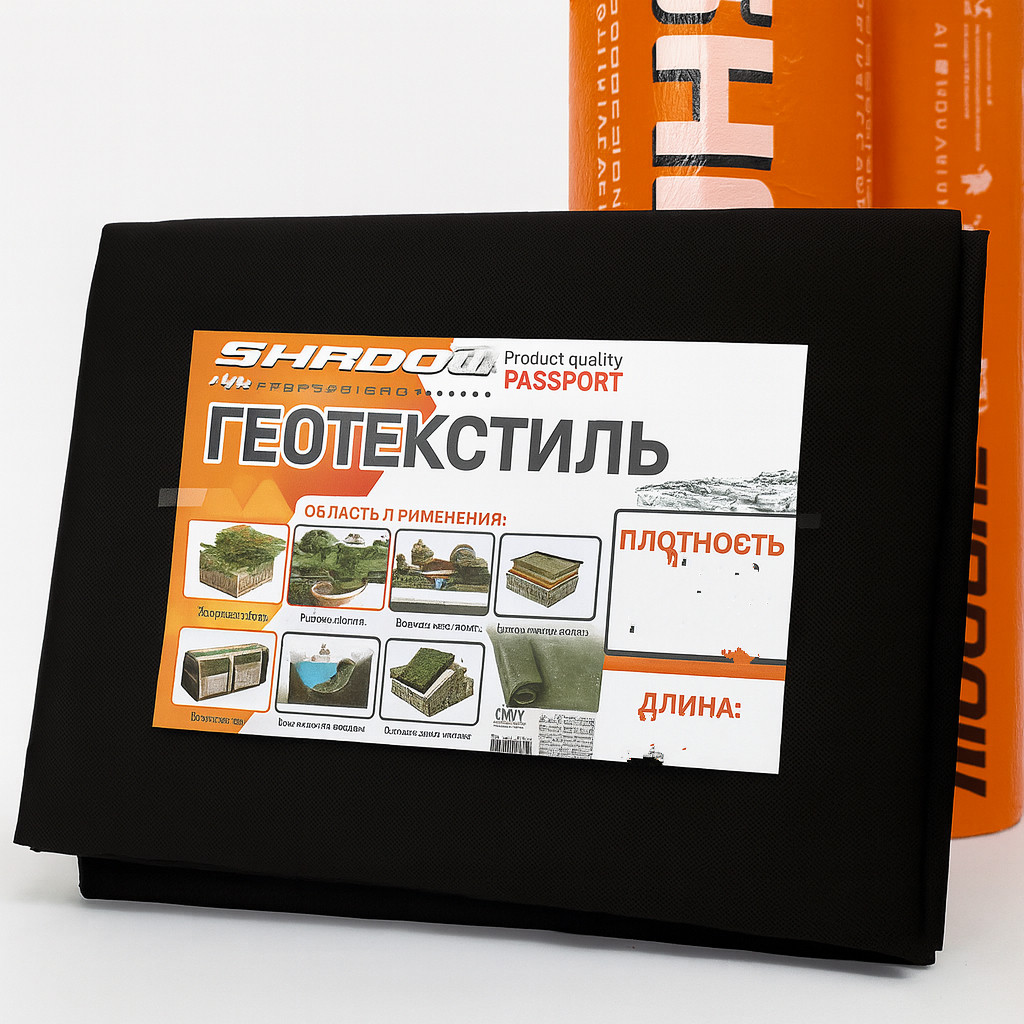 Геотекстиль чорний для плитки 1.6х5м (130г/м2). ТМ "Shadow" (Чехія). На метраж (паковання).
