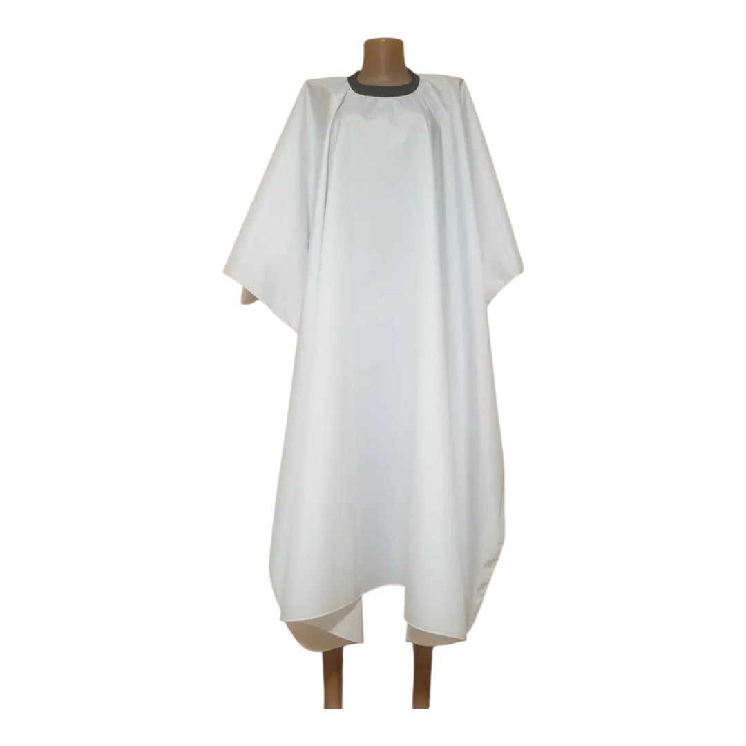 Пеньюар перукарський білий PROFLINE для стрижки та фарбування волосся з плащової тканини 145×145 см. Арт БП145, фото 1