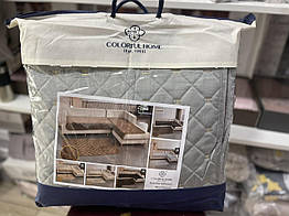 Накидки дивандеки на м'які меблі диван крісла Angelina універсальні велюрові 3 в 1 Colorful Home сірі