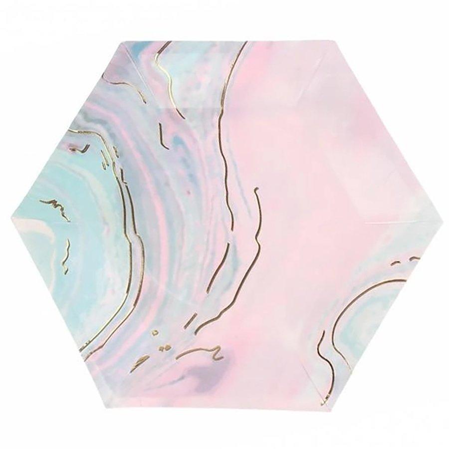 Тарілки шестикутні мармур 10