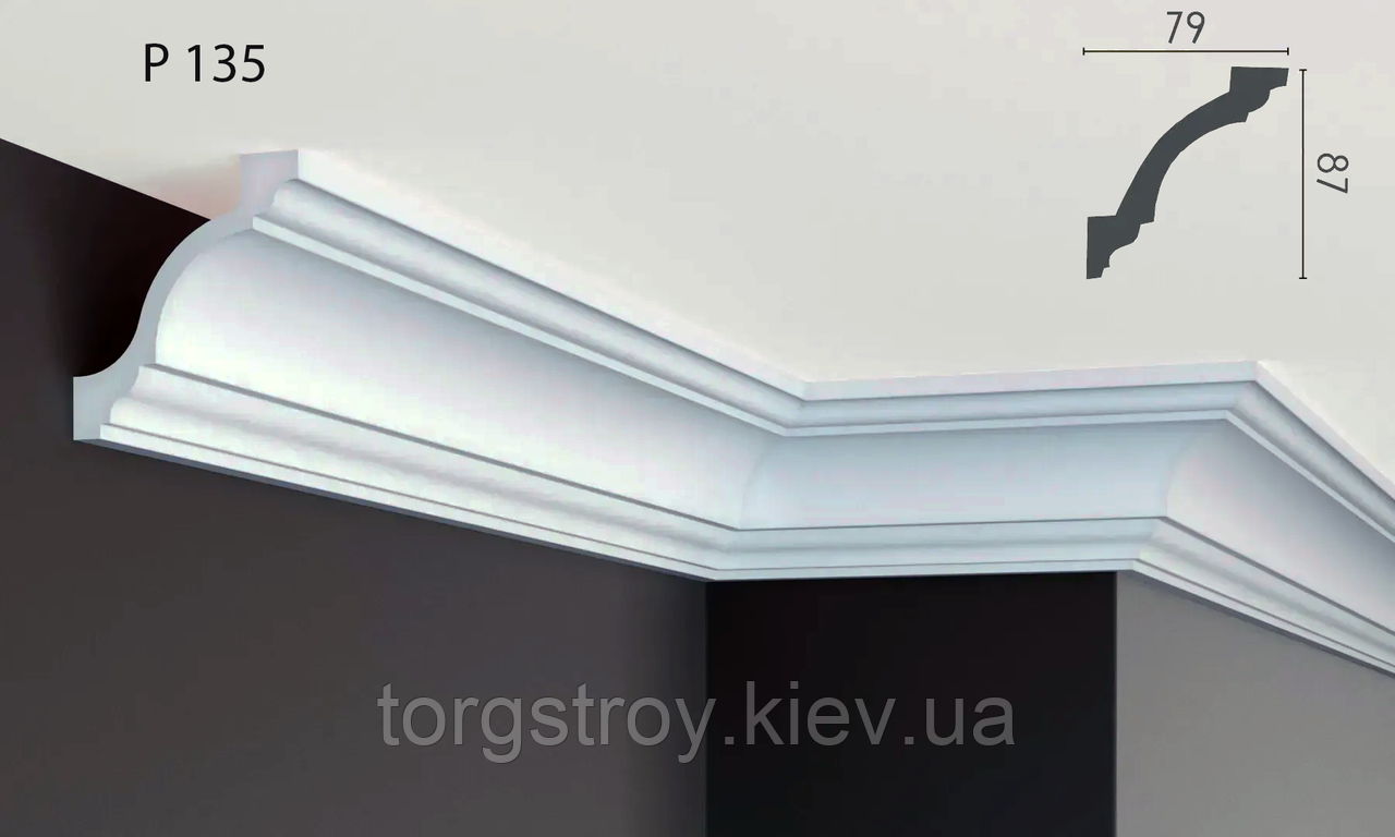 Карниз стельовий P135, довжина 2,00м, Gaudi decor, фото 1