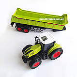 Радіокерований трактор з причепом 50 см, акумулятор 3.7V, світло, гумові колеса (Зелений), фото 3