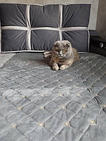 Накидки дивандеки Люкс на м'які меблі диван крісла універсальні велюрові 3 в 1 Colorful Home Royal сірі