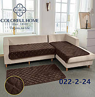 Накидки дивандеки Люкс на м'які меблі диван крісла універсальні велюрові 3 в 1 Colorful Home Royal шоколад