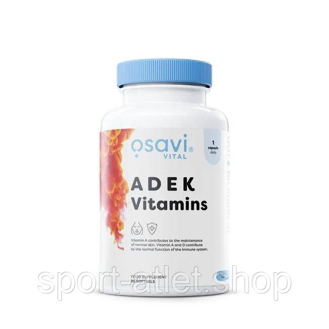 Вітамінний комплекс Osavi ADEK Vitamins, 90 капсул жиророзчинних вітамінів, фото 1