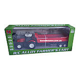 Радіокерований трактор з причепом 50 см, акумулятор 3.7V, світло, гумові колеса (Червоний), фото 9