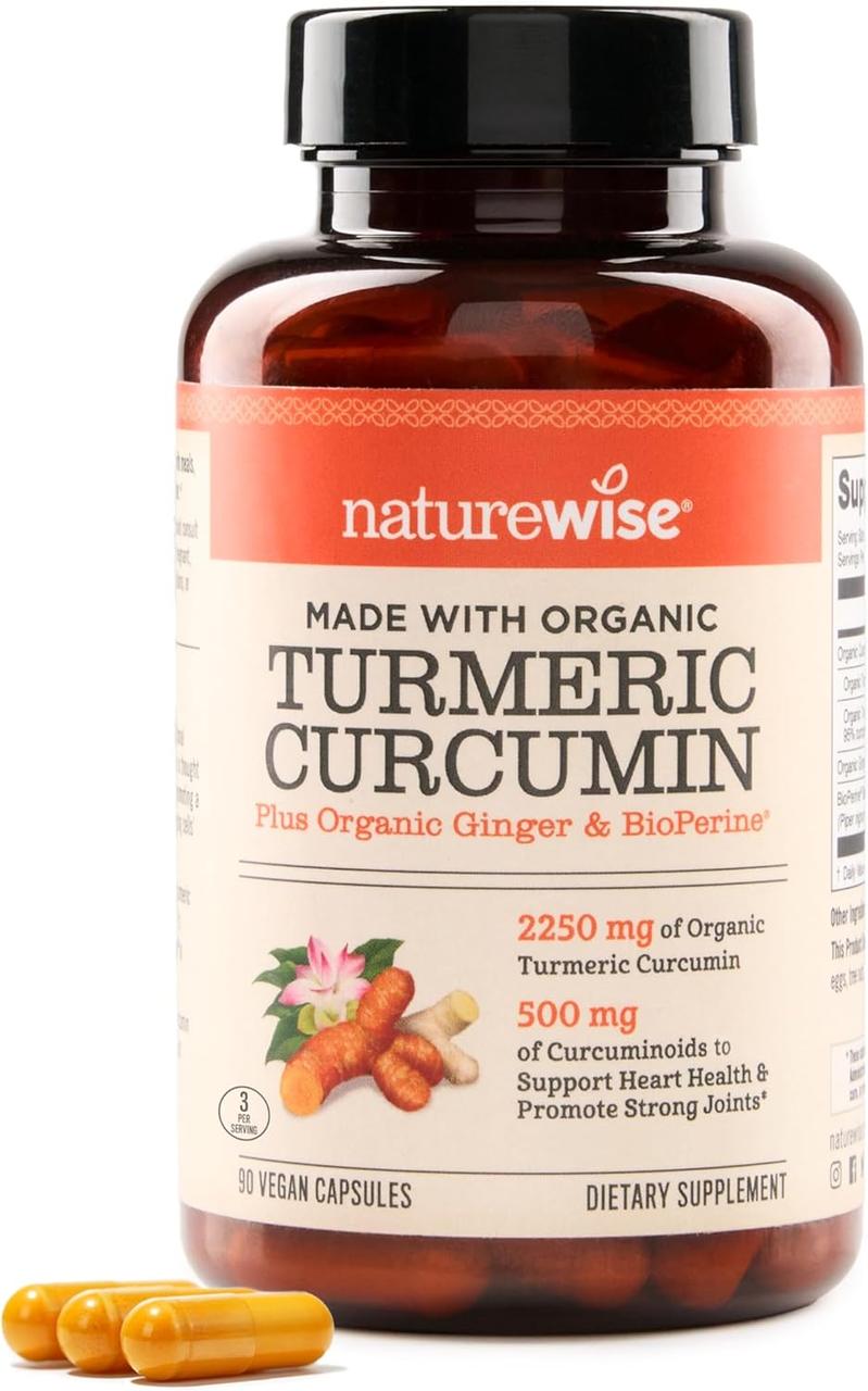 NatureWise, куркумин из органической куркумы, 90 веганских капсул, фото 1
