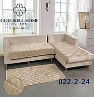 Накидки дивандеки Люкс на м'які меблі диван крісла універсальні велюрові 3 в 1 Colorful Home Royal світло бежеві