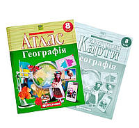 8 клас Атлас та контурна карта з географії Україна у світі природа населення Картографія на укр.мові