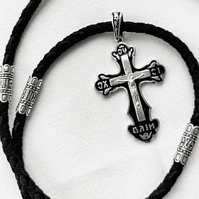 Срібний підвіс та шнурок зі вставками зі срібла 925 проби з чорнінням 846/4+Кр0112