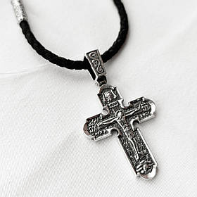 Срібний підвіс та шнурок зі вставками зі срібла 925 проби з чорнінням 846/4 + Кр0176