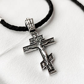 Срібний підвіс та шнурок зі вставками зі срібла 925 проби з чорнінням 846/4 + Кр0177