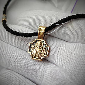 Срібний підвіс та шнурок зі вставками зі срібла 925 проби з позолотою та чорнінням 846/4п + Кр0163п