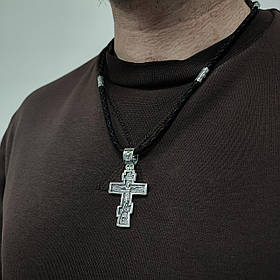 Срібний підвіс та шнурок зі вставками зі срібла 925 проби з чорнінням 846/4 Кр0181