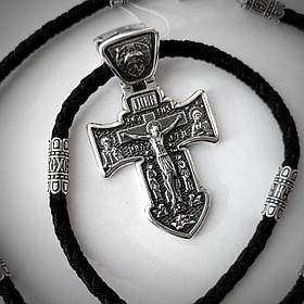 Срібний підвіс та шнурок зі вставками зі срібла 925 проби з чорнінням 846/4 Кр0181