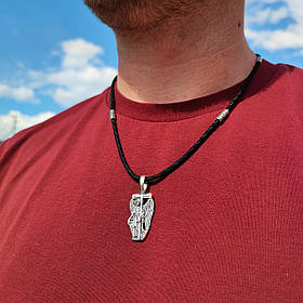 Срібний підвіс та шнурок зі вставками зі срібла 925 проби з чорнінням 846/4 + Кр0165