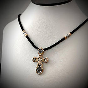 Срібний хрест  925 проби з позолотою і чорнінням Кр0169п без шнурка