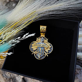 Срібний підвіс  925 проби з позолотою і чорнінням П0201з "Козак" без шнурка