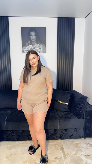 Жіноча піжама шорти і футболка в рубсик з бавовни PAPLYK 0055, фото 1