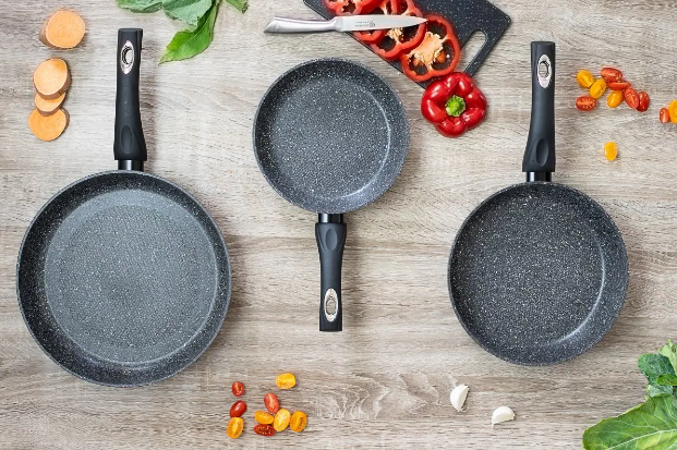 Набір сковорідок Edenberg EB-1735 3 шт (24/26/28 см) з мармуровим антипригарним покриттям, фото 1