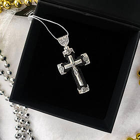 Срібний хрест з ебеновим деревом Meridian 925 проби з чорнінням Кр05е без шнурка